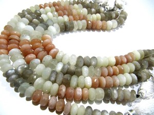 Perles facettées en pierre de lune naturelle, forme rondelle, 9-10 mm, brin de 10 pouces de long - Product Image 4