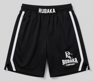 Shorts de sport noirs avec empiècements latéraux rouges, poches cargo et cordon de serrage rouge, logo Huracan en studio pour vêtements de sport haut de gamme - Product Image 2