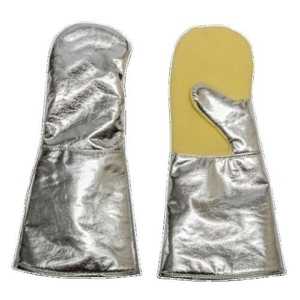 Gants de four robustes en cuir aluminisé, en tissu Para-Aramide épais, anti-vibration, avec manchette de sécurité, type mitaine, pour la protection contre les étincelles - Product Image 1