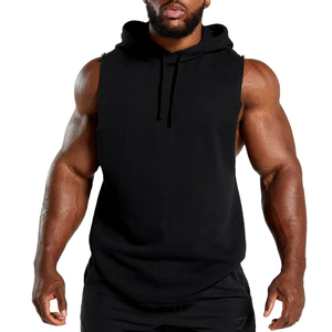 Débardeur à capuche sans manches pour homme en coton, séchage rapide, respirant, pour fitness, avec logo personnalisé, vêtements de sport de performance pour la gym - Product Image 4
