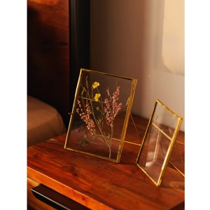Square Brass <b>Frame</b> With Glass Inlay Dried <b>Plant</b> Hanging Wall Decor - Product Image 6