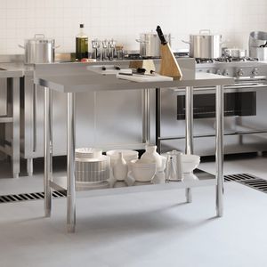 Tavolo da lavoro cucina commerciale con 43.3 di alzatina \ "x21.7 \" x36.6 \ "fabbricazione in acciaio inox - Product Image 3