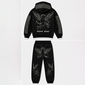 Sweat à capuche zippé personnalisé pour homme, style streetwear avec strass, coupe oversize, nouveau style tendance, qualité premium 100%, unisexe - Product Image 6