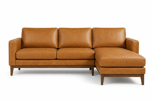 Sofá Seccional Clásico de Cuero Genuino con Chaise Longue y Otomana para Sala de Estar de Hotel, Muebles de Lujo para el Hogar - Product Image 2