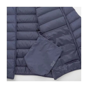 Veste matelassée bleu marine pour homme, col montant, fermeture éclair sur le devant, imperméable, coupe-vent, décontractée, couleur unie, polyester, hiver - Product Image 4