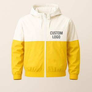 WASONS INTERNATIONAL <b>Men's</b> Hooded <b>Racer</b> <b>Jacket</b> Color Blocking Yellow White Windproof Breathable Zipper Casual Style Winter Wear - Product Image 1