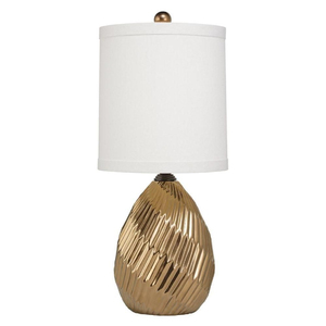 Classic Geometric Gold Metal Table Lamp With White Drum Shade For Home Bedroom <b>Lighting</b> Decor Handmade Table Lamps - Product Image 1