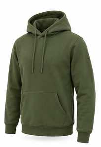 Men's Solid Olive Green <b>Hooded</b> Sweatshirt Regular Fit Cotton <b>Fleece</b> Casual Pullover with Front Pocket Winter Wear - Product Image 5