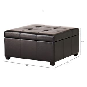 Pouf Contenitore Trapuntato Quadrato Grande da 35 Pollici con Poggiapiedi per Soggiorno, Panca e Arredamento - Product Image 6