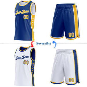 Conjunto de Ropa Deportiva Personalizada para Hombre, Jersey de Baloncesto Reversible 2026 Pro, Sublimación Completa, Diseño de Estrella, Pantalones Cortos Azul Medianoche - Product Image 1