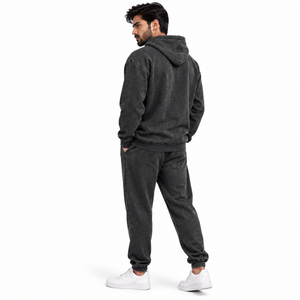 Survêtement en molleton de coton pour homme, marque privée, logo imprimé, tissu de qualité supérieure, respirant, séchage rapide, design streetwear vintage - Product Image 2