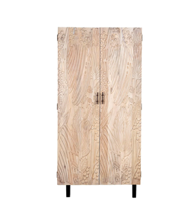 Armario Rococó Blanco de Dos Puertas con Espejo, Armario de Madera Maciza, Armario de Estilo Francés para Dormitorio, Muebles para Recámara - Product Image 4