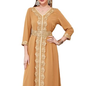 Caftan marocain en mousseline de soie, robe longue élégante, vêtements traditionnels pour femmes, caftan marocain style soie, robe de mariée - Product Image 2