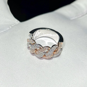 Geometric Chain Link Diamond <b>Ring</b> <b>Adjustable</b> Brass Zircon Claw Set Wedding Party Jewelry for Women - Product Image 4