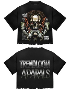 Camiseta de Algodón Unisex Estilo Urbano Americano, Impresión Personalizada, Algodón Premium, Logotipo Personalizado, Corte Holgado, Tallas Grandes - Product Image 1