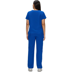 Prix d'usine – Ensemble de blouses médicales unisexe bleu à col en V, en toile respirante et confortable, uniforme d'hôpital avec pantalon inclus, tenue d'infirmière - Product Image 2
