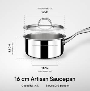 Olla para leche Triply de 16 cm y 1.4 L |   Olla para Salsas de Acero Inoxidable Compatible con Inducción - Product Image 6