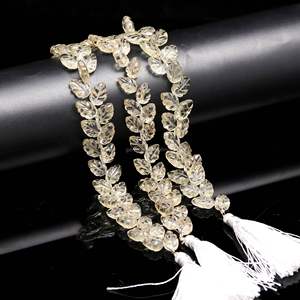 Cuentas de cuarzo limón AAA en forma de hoja, cuentas de piedras preciosas talladas a mano para la fabricación de joyería, cuentas de cuarzo limón natural de 10-11 mm, 8 pulgadas. - Product Image 1