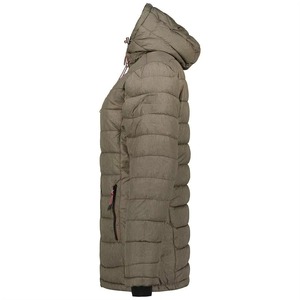 Chaqueta Acolchada Verde Oliva para Mujer, con Capucha, Cierre de Cremallera, Manga Larga, Abrigo Cálido de Invierno, Largo Regular, Color Sólido - Product Image 2