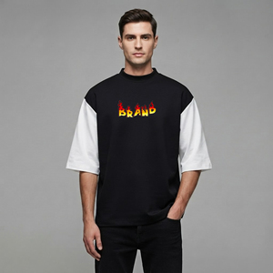 เสื้อยืดฮิปฮอปผู้ชายทรงโอเวอร์ไซส์แฟชั่นใหม่รักษ์โลก พิมพ์ลายโลโก้ด้วยเทคนิค DTF คอกลม แขนสั้น ผ้าฝ้าย 100% ทรงหลวม - Product Image 4