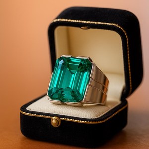 Handcrafted Lab Created Rich Green <b>Emerald</b> <b>Ring</b> For Men 925 Sterling <b>Silver</b> <b>Emerald</b> Stone <b>Ring</b> - Product Image 1
