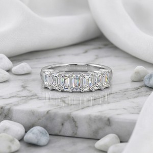 1.40CTW Emerald Cut Prong Set Seven-<b>Stone</b> Band Ring - Product Image 1