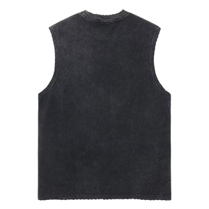 Camiseta sin mangas térmica de algodón grueso con estampado gráfico personalizado y lavado ácido para hombre, con impresión DTG y serigrafía, camisetas sin mangas de punto para hombre - Product Image 2