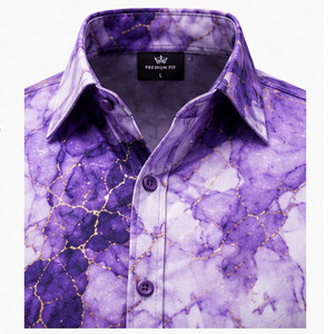 Chemise pour homme élégante à motif abstrait, en tissu doux et au design moderne à coupe classique, chemise à imprimé graphique - Product Image 3