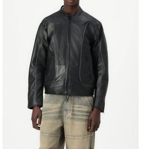 Solid Color Warm Plus <b>Velvet</b> Biker Style <b>Men</b> Leather <b>Jacket</b> Hooded Customized Motorbike Leather <b>Jacket</b> Original Sheep Leather - Product Image 1