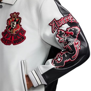 Wholesale Top Selling <b>Men's</b> <b>White</b> Leather Avirex <b>Jacket</b> High Quality Custom Logo Applique Embroidery Avirex Leather <b>Jacket</b> <b>Men</b> - Product Image 6
