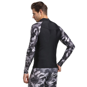 Custom Design Men's Long Sleeve Rash Guard Breathable Heat-Transfer Spandex/Polyester <b>Compression</b> Swim Shirt Windproof UPF50 - Product Image 6