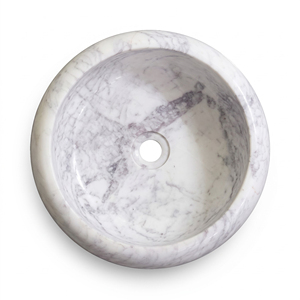 Lavabo rond en marbre blanc, écologique, résistant à l'eau, moderne, pour salle de bain, avec drain intégré, capacité 9L - Product Image 6