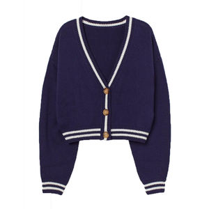 Factory Customization <b>Men's</b> Winter Thick Anti-Wrinkle Button Front Loose V-neck Simple Contrast Color Design Knitted <b>Cardigans</b> - Product Image 3