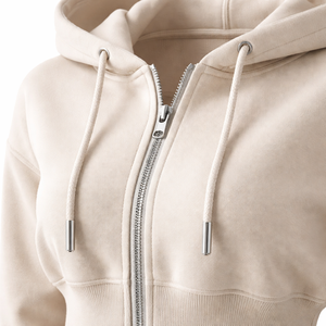 Wholesale Custom 100% Cotton Winter Cropped <b>Zip</b> Hoodie for Women-Digital Printing OEM Manufacturer & Factory Direct Supplier - Product Image 4