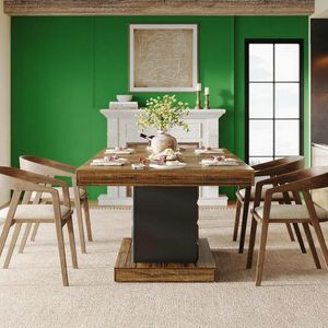 63 Wood Rectangular Dining <b>Table</b> <b>Brown</b> and Black for 4-6 People - Product Image 5