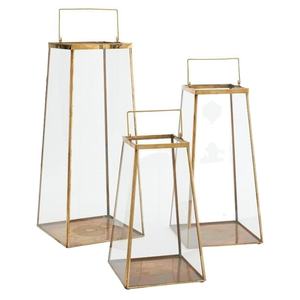 Best-In-Class Customized Gold <b>Taper</b> <b>Candle</b> Holder Metal Brass Glass Frame Handle 2 Sizes Living Room Lantern for Home Christmas - Product Image 2