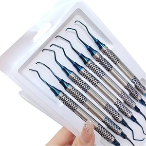 Juego de 7 piezas de curetas dentales manuales de acero inoxidable Gracey para periodoncia, raspadores subgingivales para cirugía dental - Product Image 4