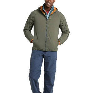 Blouson matelassé à capuche pour homme, couleur unie, imperméable, fermeture éclair, coupe décontractée, extérieur en polyester et nylon, style bomber - Product Image 5