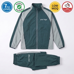 Ensemble survêtement coupe-vent en nylon personnalisé OEM ODM avec logo imprimé, veste zippée et pantalon 2 pièces, séchage rapide, à capuche, décontracté pour homme - Product Image 5