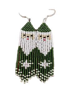 Pendientes de cuentas de semillas redondas bordadas hechas a mano clásicas Pendientes de gota de tendencia superior para mujeres y niñas de la India - Product Image 5