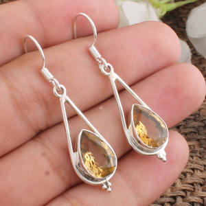 Pendientes de Citrino Natural, Plata de Ley 925, Calidad AAA, Gema Amarilla Dorada, Piedra de Nacimiento de Noviembre, Joyería al por Mayor - Product Image 3