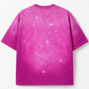 Pink Oversized Short Sleeve T-<b>Shirt</b> With <b>Star</b> Dot Pattern Digital Print Knitted Fabric Men's Casual Style O-Neck Design t-<b>shirts</b> - Product Image 4