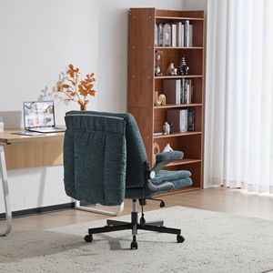 Chaise de bureau ergonomique à jambes croisées avec dossier rabattable et support lombaire dynamique à coussin d'air, siège large et accoudoirs rabattables pour usage au bureau - Product Image 4