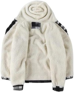 Sudadera con Capucha a Cuadros para Hombre al por Mayor, Chaqueta de Franela con Forro de Sherpa, Ajuste Regular, Sudadera Casual para Invierno con Diseño de Bolsillos - Product Image 3