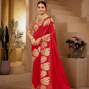 Soie Banarasi très tendance avec une magnifique bordure et un pallu à motifs de <span class=keywords><strong>roses</strong></span>, pour les mariages, au prix de gros. - Product Image 1