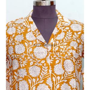 Kimono Formal con Estampado Floral, 100% Algodón Puro, Estilo Camisa Larga Hasta la Pantorrilla, Lavable, para Mujer, Abertura Frontal, Cuello en V, Manga 3/4 - Product Image 3