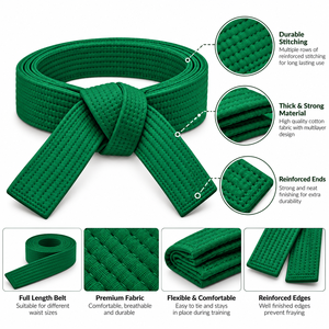 Cinturón de Judo y Karate Personalizado, Cinturón de Artes Marciales de Algodón Resistente con Costuras Reforzadas para Entrenamiento de Taekwondo - Product Image 1