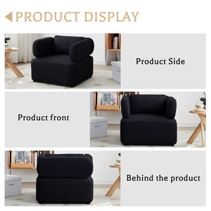 Fauteuil de lecture en velours Teddy de style Mid-Century, chaise d'appoint avec coussins épais, siège rembourré en coton, canapé de salon - Product Image 4