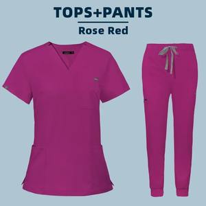 Conjunto de Uniforme Médico para Mujer, Tejido, ODM, con Múltiples Bolsillos, Blusa y Pantalones, Uniformes de Hospital con Logotipo Personalizado - Product Image 5