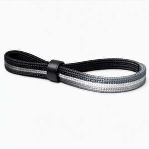 สายรัดข้อมือไนลอนแบบปรับได้สั่งทำขายส่ง สายรัดป้องกันสำหรับออกกำลังกาย ทนทาน ใช้ได้กับทุกขนาด สีดำ ดีไซน์แบบถัก - Product Image 4